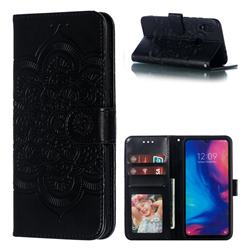 Intricate Embossing Datura Solar Leather Wallet Case for Xiaomi Mi Redmi Note 7 / Note 7 Pro - Black