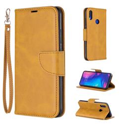 Classic Sheepskin PU Leather Phone Wallet Case for Xiaomi Mi Redmi Note 7 / Note 7 Pro - Yellow