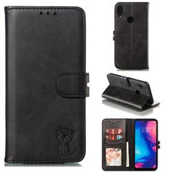 Embossing Happy Cat Leather Wallet Case for Xiaomi Mi Redmi Note 7 / Note 7 Pro - Black