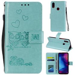 Embossing Owl Couple Flower Leather Wallet Case for Xiaomi Mi Redmi Note 7 / Note 7 Pro - Green