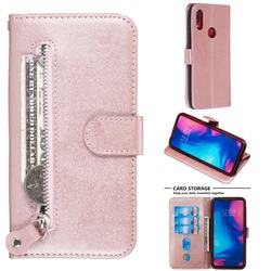 Retro Luxury Zipper Leather Phone Wallet Case for Xiaomi Mi Redmi Note 7 / Note 7 Pro - Pink