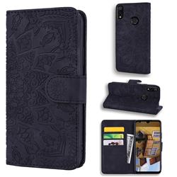 Retro Embossing Mandala Flower Leather Wallet Case for Xiaomi Mi Redmi Note 7 / Note 7 Pro - Black