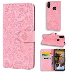 Retro Embossing Mandala Flower Leather Wallet Case for Xiaomi Mi Redmi Note 7 / Note 7 Pro - Pink