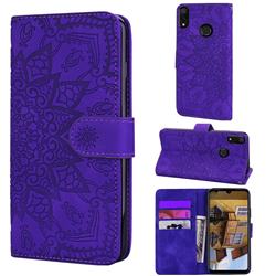 Retro Embossing Mandala Flower Leather Wallet Case for Xiaomi Mi Redmi Note 7 / Note 7 Pro - Purple