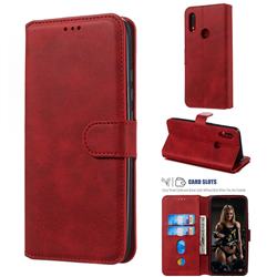 Retro Calf Matte Leather Wallet Phone Case for Xiaomi Mi Redmi Note 7 / Note 7 Pro - Red