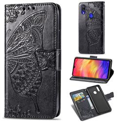 Embossing Mandala Flower Butterfly Leather Wallet Case for Xiaomi Mi Redmi Note 7 / Note 7 Pro - Black