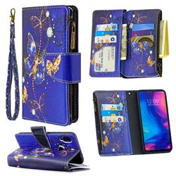 Purple Butterfly Binfen Color BF03 Retro Zipper Leather Wallet Phone Case for Xiaomi Mi Redmi Note 7 / Note 7 Pro