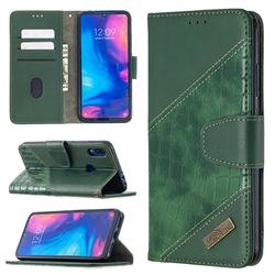 BinfenColor BF04 Color Block Stitching Crocodile Leather Case Cover for Xiaomi Mi Redmi Note 7 / Note 7 Pro - Green