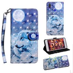 Moon Wolf 3D Painted Leather Wallet Case for Xiaomi Mi Redmi Note 7S