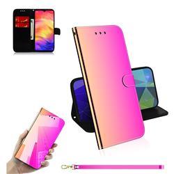 Shining Mirror Like Surface Leather Wallet Case for Xiaomi Mi Redmi Note 7S - Rainbow Gradient