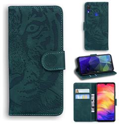 Intricate Embossing Tiger Face Leather Wallet Case for Xiaomi Mi Redmi Note 7S - Green