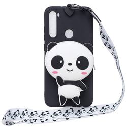 White Panda Neck Lanyard Zipper Wallet Silicone Case for Mi Xiaomi Redmi Note 8
