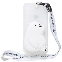 White Polar Bear Neck Lanyard Zipper Wallet Silicone Case for Mi Xiaomi Redmi Note 8
