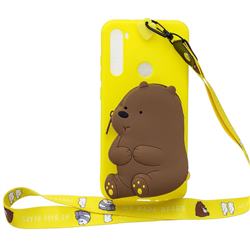 Yellow Bear Neck Lanyard Zipper Wallet Silicone Case for Mi Xiaomi Redmi Note 8