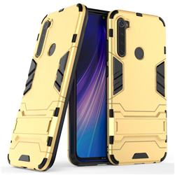 Armor Premium Tactical Grip Kickstand Shockproof Dual Layer Rugged Hard Cover for Mi Xiaomi Redmi Note 8 - Golden