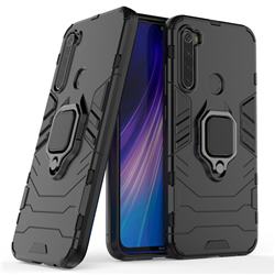 Black Panther Armor Metal Ring Grip Shockproof Dual Layer Rugged Hard Cover for Mi Xiaomi Redmi Note 8 - Black