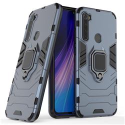 Black Panther Armor Metal Ring Grip Shockproof Dual Layer Rugged Hard Cover for Mi Xiaomi Redmi Note 8 - Blue