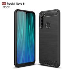 Luxury Carbon Fiber Brushed Wire Drawing Silicone TPU Back Cover for Mi Xiaomi Redmi Note 8 - Black