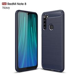 Luxury Carbon Fiber Brushed Wire Drawing Silicone TPU Back Cover for Mi Xiaomi Redmi Note 8 - Navy