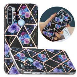 Black Flower Painted Marble Electroplating Protective Case for Mi Xiaomi Redmi Note 8
