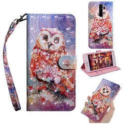 Colored Owl 3D Painted Leather Wallet Case for Mi Xiaomi Redmi Note 8