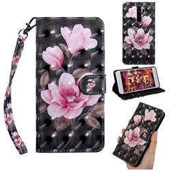 Black Powder Flower 3D Painted Leather Wallet Case for Mi Xiaomi Redmi Note 8