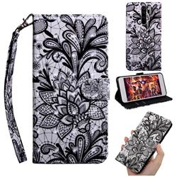 Black Lace Rose 3D Painted Leather Wallet Case for Mi Xiaomi Redmi Note 8