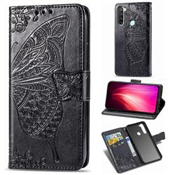 Embossing Mandala Flower Butterfly Leather Wallet Case for Mi Xiaomi Redmi Note 8 - Black