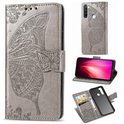 Embossing Mandala Flower Butterfly Leather Wallet Case for Mi Xiaomi Redmi Note 8 - Gray