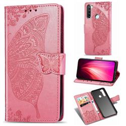 Embossing Mandala Flower Butterfly Leather Wallet Case for Mi Xiaomi Redmi Note 8 - Pink