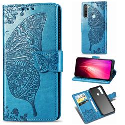 Embossing Mandala Flower Butterfly Leather Wallet Case for Mi Xiaomi Redmi Note 8 - Blue