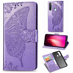 Embossing Mandala Flower Butterfly Leather Wallet Case for Mi Xiaomi Redmi Note 8 - Light Purple