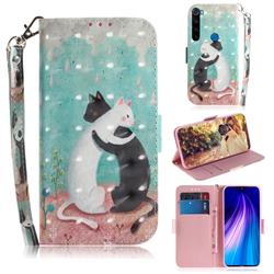 Black and White Cat 3D Painted Leather Wallet Phone Case for Mi Xiaomi Redmi Note 8