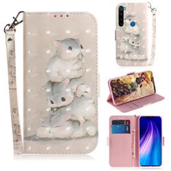Three Squirrels 3D Painted Leather Wallet Phone Case for Mi Xiaomi Redmi Note 8