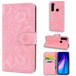 Retro Embossing Mandala Flower Leather Wallet Case for Mi Xiaomi Redmi Note 8 - Pink