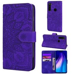 Retro Embossing Mandala Flower Leather Wallet Case for Mi Xiaomi Redmi Note 8 - Purple