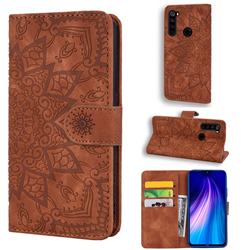 Retro Embossing Mandala Flower Leather Wallet Case for Mi Xiaomi Redmi Note 8 - Brown