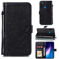 Embossing Butterfly Heart Bear Leather Wallet Case for Mi Xiaomi Redmi Note 8 - Black