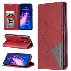 Prismatic Slim Magnetic Sucking Stitching Wallet Flip Cover for Mi Xiaomi Redmi Note 8 - Red