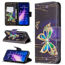 Golden Shining Butterfly Leather Wallet Case for Mi Xiaomi Redmi Note 8