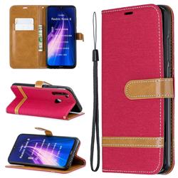 Jeans Cowboy Denim Leather Wallet Case for Mi Xiaomi Redmi Note 8 - Red