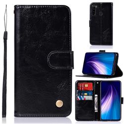 Luxury Retro Leather Wallet Case for Mi Xiaomi Redmi Note 8 - Black