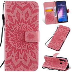 Embossing Sunflower Leather Wallet Case for Mi Xiaomi Redmi Note 8 - Pink
