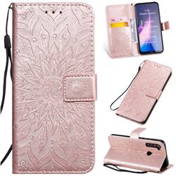 Embossing Sunflower Leather Wallet Case for Mi Xiaomi Redmi Note 8 - Rose Gold