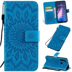 Embossing Sunflower Leather Wallet Case for Mi Xiaomi Redmi Note 8 - Blue