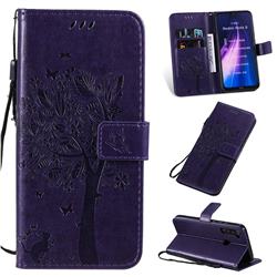 Embossing Butterfly Tree Leather Wallet Case for Mi Xiaomi Redmi Note 8 - Purple