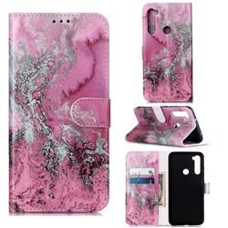 Pink Seawater PU Leather Wallet Case for Mi Xiaomi Redmi Note 8