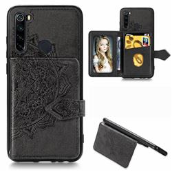 Mandala Flower Cloth Multifunction Stand Card Leather Phone Case for Mi Xiaomi Redmi Note 8 - Black