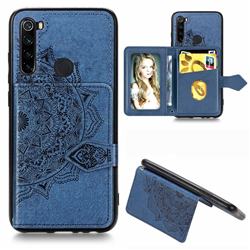 Mandala Flower Cloth Multifunction Stand Card Leather Phone Case for Mi Xiaomi Redmi Note 8 - Blue