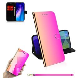 Shining Mirror Like Surface Leather Wallet Case for Mi Xiaomi Redmi Note 8 - Rainbow Gradient